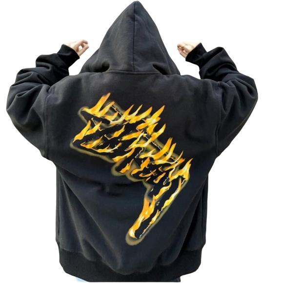 Stüssy Black Zip Up Hoodie Streetwear Oversized Unisex Medium Vintage Y2K - Picture 1 of 8
